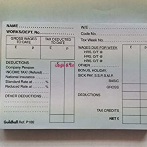 Guildhall Pay Slip Pad 100 Leaves 1609