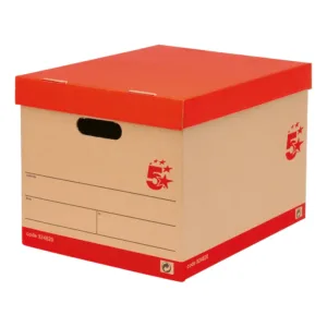 Leanco Storage Box with Lid Self-Assembly Kraft 321x392x291mm Red/Brown (Pack of 10)